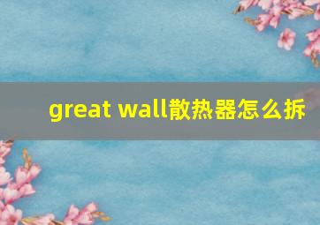 great wall散热器怎么拆